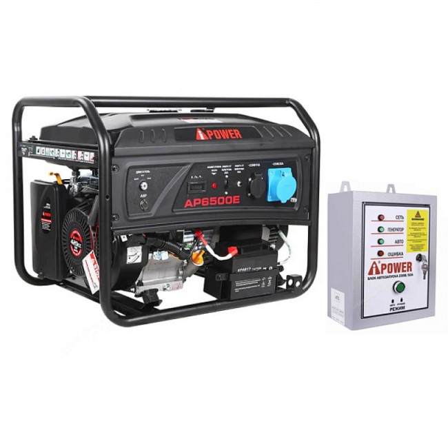 Бензиновый генератор A-iPower Lite AP6500E + блок автозапуска A-iPower 400 В, 25 А Бензиновый генератор A-iPower Lite AP6500E + блок автозапуска A-iPower 400 В, 25 А