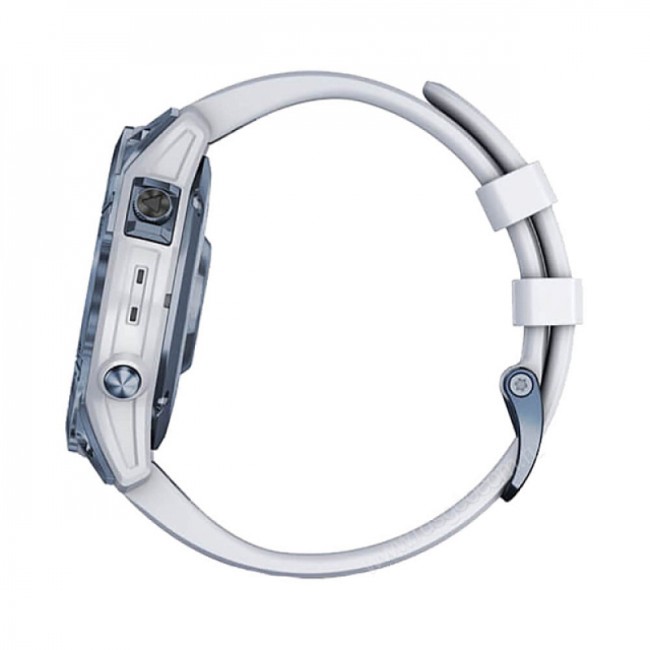 Часы Garmin Fenix 7 Sapphire Solar титановый синий минерал DLC с белым ремешком Часы Garmin Fenix 7 Sapphire Solar титановый синий минерал DLC с белым ремешком