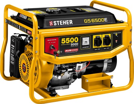 Бензиновый генератор с электростартером GS-6500E STEHER 5500 Вт