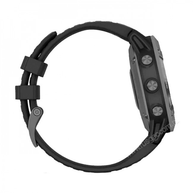Часы Garmin Fenix 6 Pro Solar серые с черным ремешком