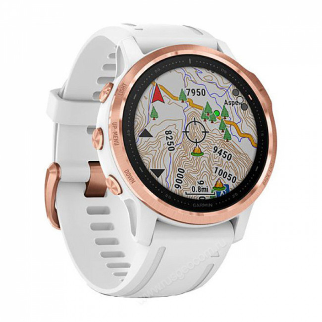 Часы Garmin Fenix 6S Pro розовое золото с белым ремешком