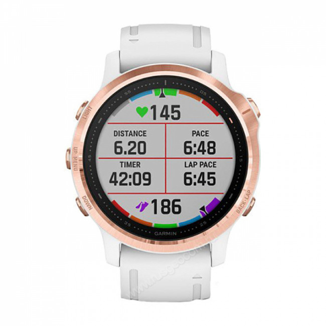 Часы Garmin Fenix 6S Pro розовое золото с белым ремешком