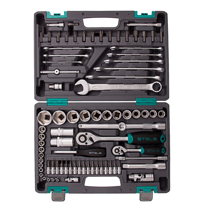 Набор инструментов 1/2", 1/4", CrV 82 предмета Stels
