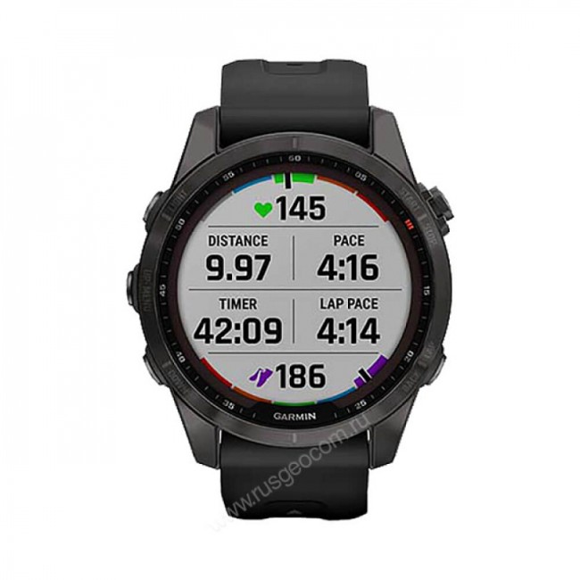 Часы Garmin Fenix 7S Sapphire Solar титановый угольно-серый DLC с силиконовым ремешком Часы Garmin Fenix 7S Sapphire Solar титановый угольно-серый DLC с силиконовым ремешком
